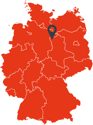 Eine Deutschlandkarte mit einem Pin bei Peckensen